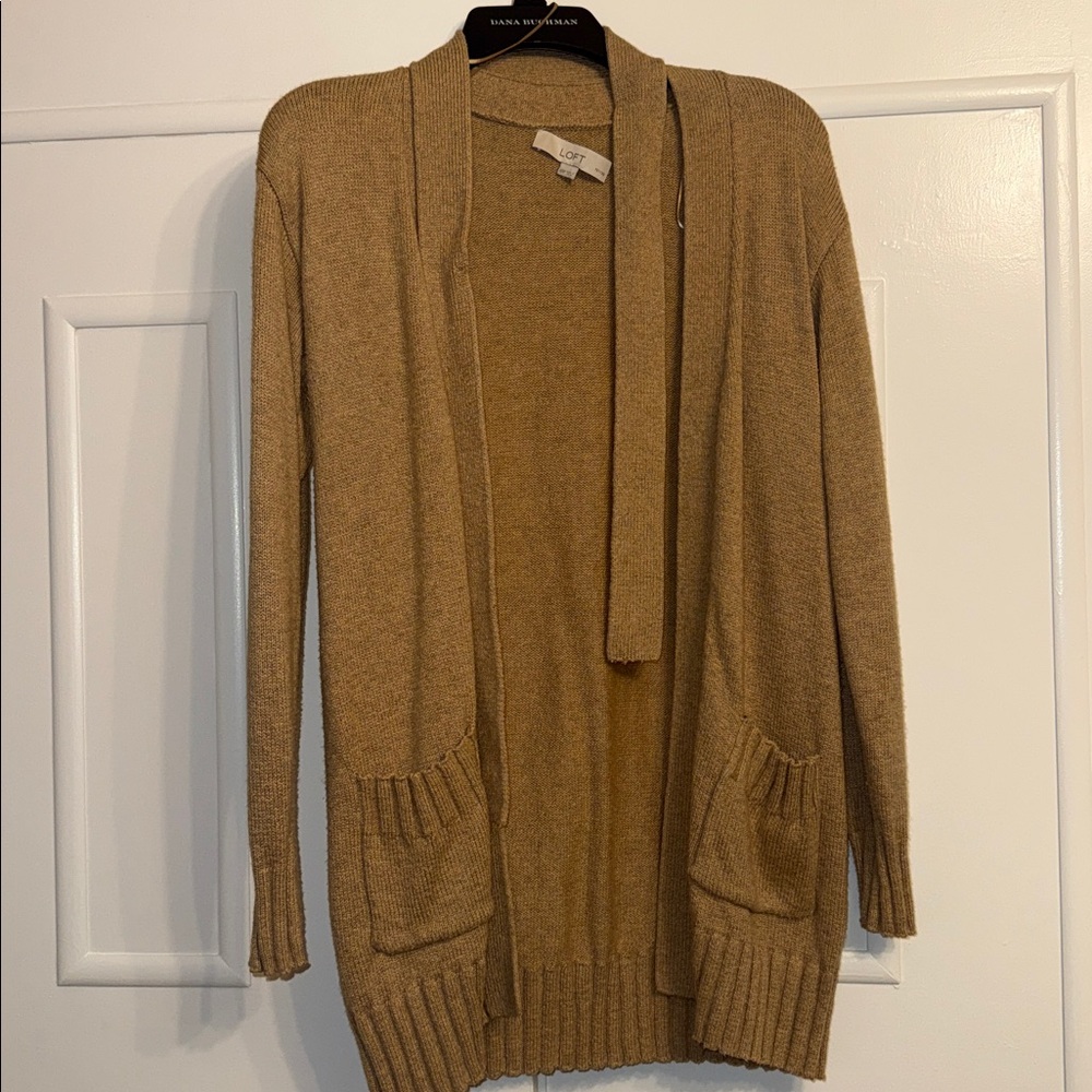 LOFT Camel Knit Cardigan